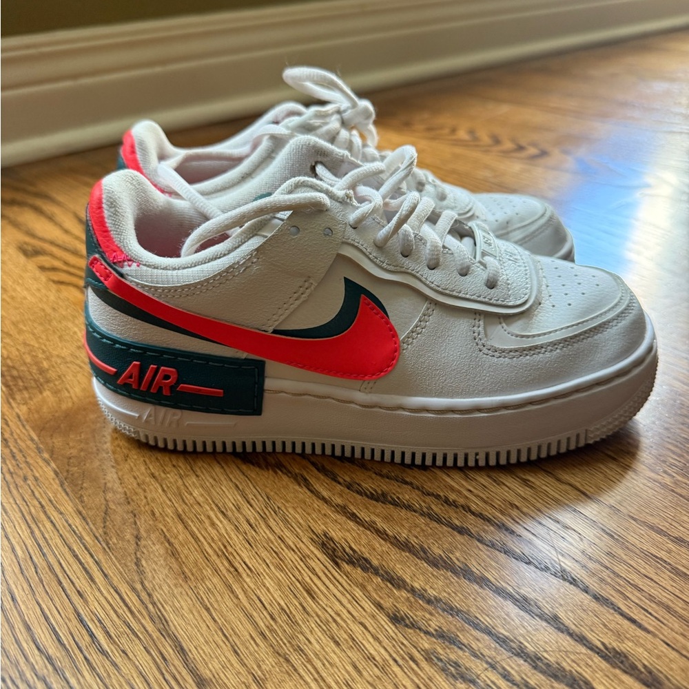 Nike White and Red Air Force Sneakers